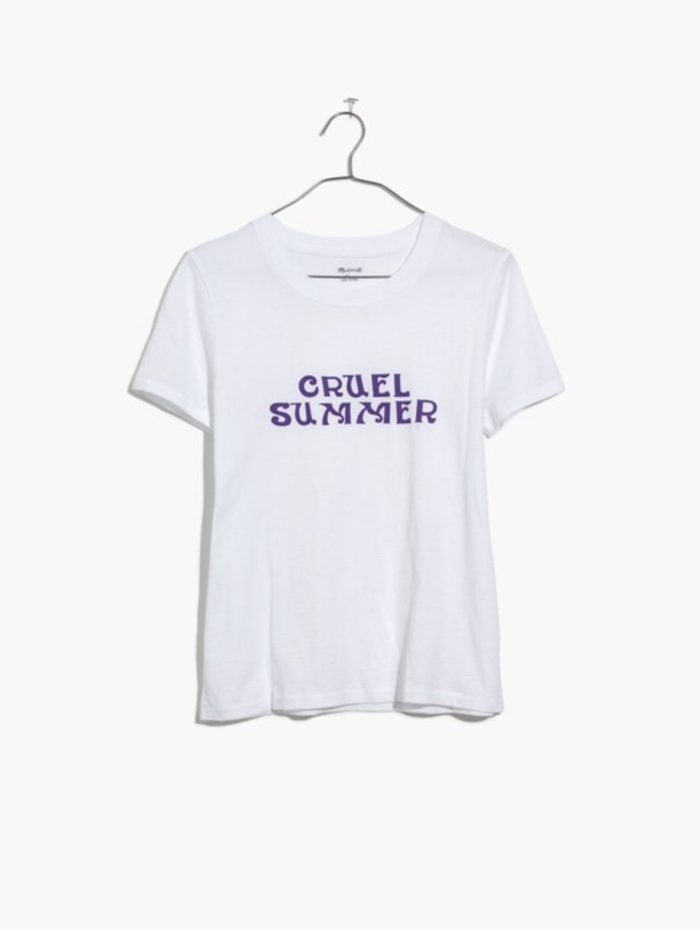 Madewell White Tee with Purple "Cruel Summer" Graphic